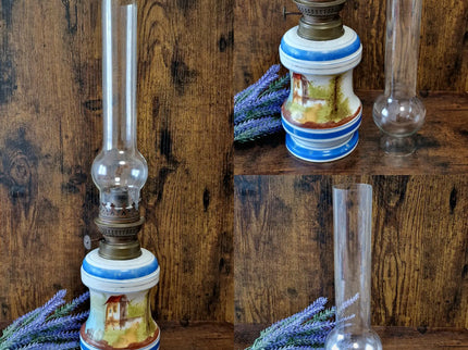 Antique French Oil Lamp 19th Century, Original Home Accent Decor, Elegant Authentic Collectible Gift for Classic or Farmhouse Home Interiors