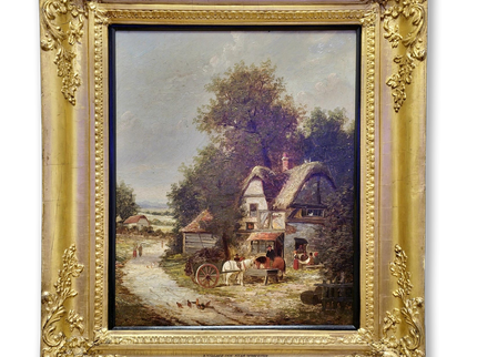 Antique Oil Painting, Romantic Landscape, 19th Century English Artwork