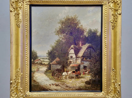 Antique Oil Painting, Romantic Landscape, 19th Century English Artwork