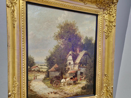 Antique Oil Painting, Romantic Landscape, 19th Century English Artwork