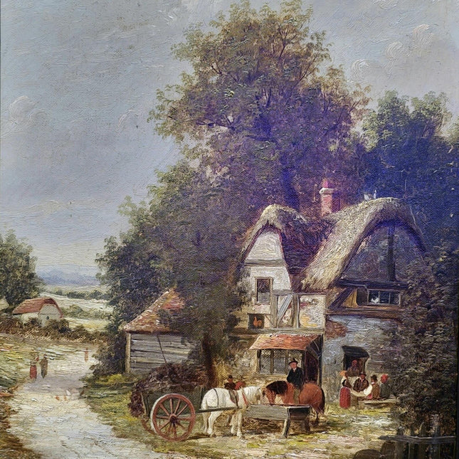 Antique Oil Painting, Romantic Landscape, 19th Century English Artwork