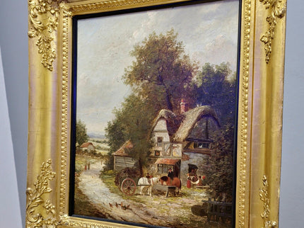 Antique Oil Painting, Romantic Landscape, 19th Century English Artwork