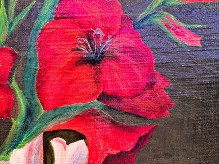 Vintage French Floral Oil Painting, Framed Flower Still Life, 1937