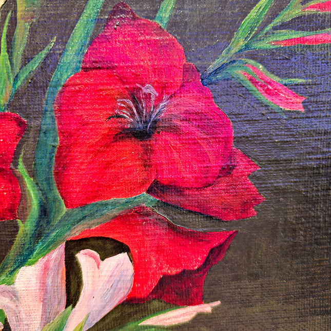 Vintage French Floral Oil Painting, Framed Flower Still Life, 1937