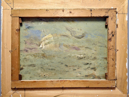 Vintage French Alpine Oil Painting, Mountain Cabin Landscape, Framed Art