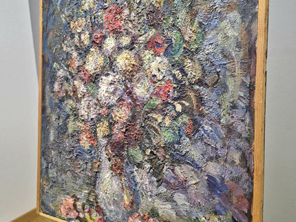 Impasto Flower Oil Painting, Vintage Impressionist Floral Painting on Canvas, Still Life Wall Art, Textured Painting Hand Painted Floral Art