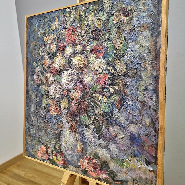 Impasto Flower Oil Painting, Vintage Impressionist Floral Painting on Canvas, Still Life Wall Art, Textured Painting Hand Painted Floral Art