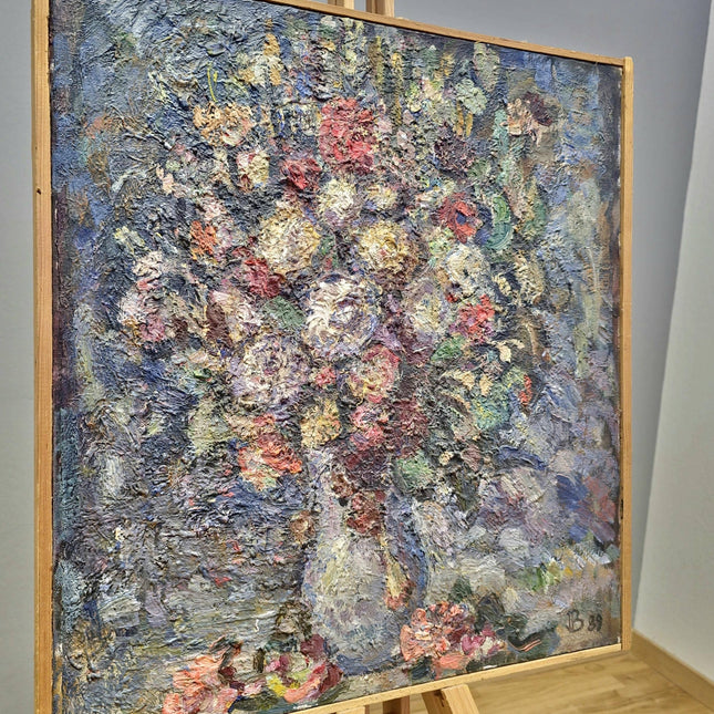 Impasto Flower Oil Painting, Vintage Impressionist Floral Painting on Canvas, Still Life Wall Art, Textured Painting Hand Painted Floral Art