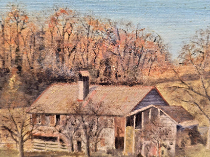 Vintage Swiss Landscape Oil Painting, Framed Farmhouse Art, 1920s