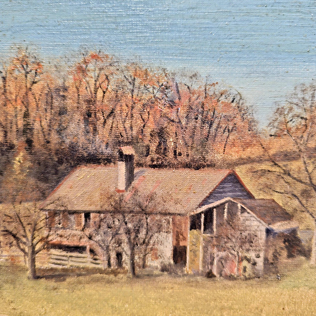 Vintage Swiss Landscape Oil Painting, Framed Farmhouse Art, 1920s