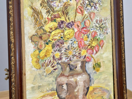 Vintage Impressionist Floral Oil Painting, Framed Still Life Art