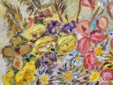 Vintage Impressionist Floral Oil Painting, Framed Still Life Art