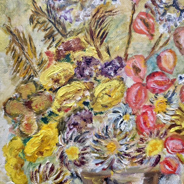 Vintage Impressionist Floral Oil Painting, Framed Still Life Art