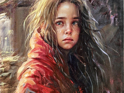 Vintage Italian Girl Oil Portrait, Signed S. Rodriguez, Moody Rustic Art