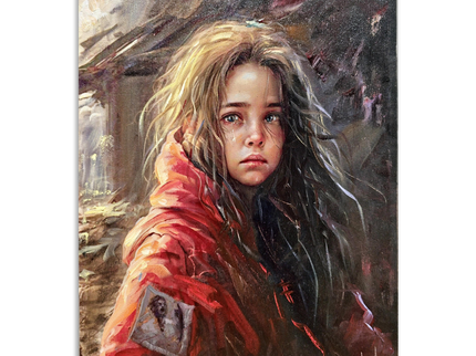 Vintage Italian Girl Oil Portrait, Signed S. Rodriguez, Moody Rustic Art