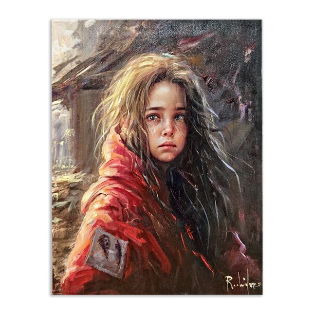 Vintage Italian Girl Oil Portrait, Signed S. Rodriguez, Moody Rustic Art