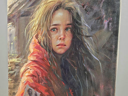 Vintage Italian Girl Oil Portrait, Signed S. Rodriguez, Moody Rustic Art