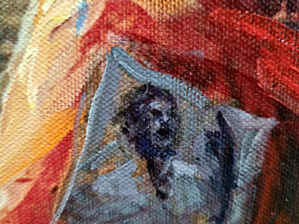 Vintage Italian Girl Oil Portrait, Signed S. Rodriguez, Moody Rustic Art