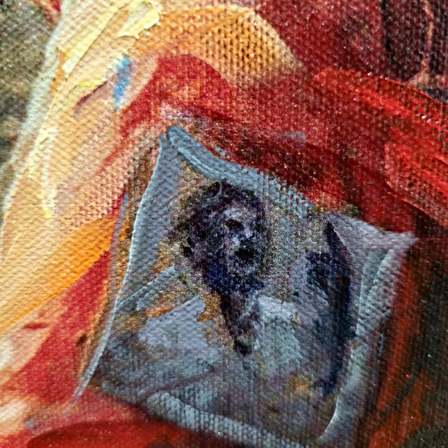 Vintage Italian Girl Oil Portrait, Signed S. Rodriguez, Moody Rustic Art