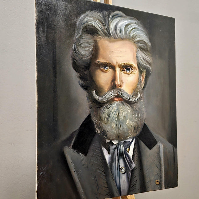 Realistic Portrait Oil Painting, Signed Original Canvas Art, Luxury Wall Decor, Art Deco Interior, Modern Office Decor Gift