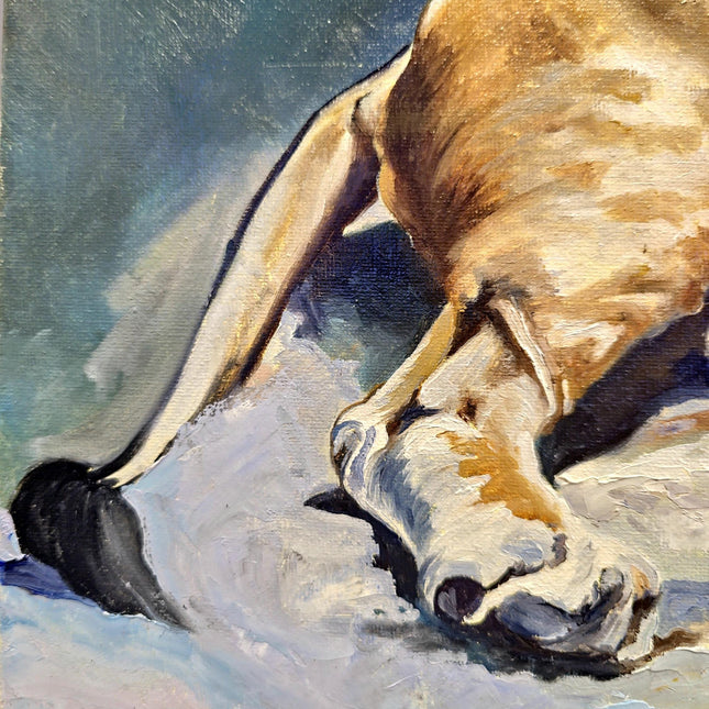 Original Wildlife Oil Painting, Man and Lion Art, Moody Home Decor