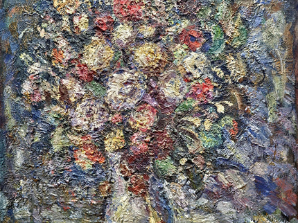 Impasto Flower Oil Painting, Vintage Impressionist Floral Painting on Canvas, Still Life Wall Art, Textured Painting Hand Painted Floral Art