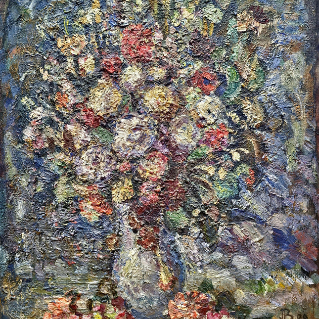 Impasto Flower Oil Painting, Vintage Impressionist Floral Painting on Canvas, Still Life Wall Art, Textured Painting Hand Painted Floral Art