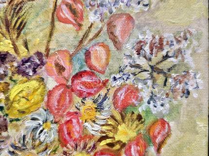 Vintage Impressionist Floral Oil Painting, Framed Still Life Art