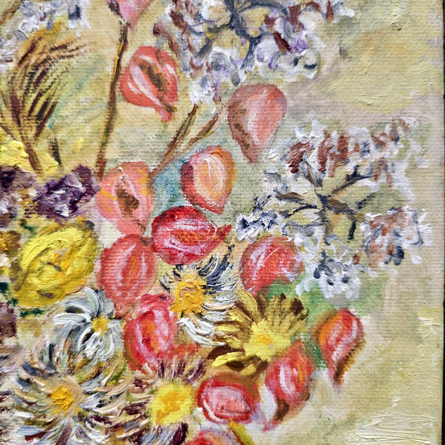 Vintage Impressionist Floral Oil Painting, Framed Still Life Art