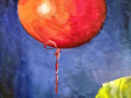 French Surreal Jester Oil Painting, Moody Whimsical Figurative Art