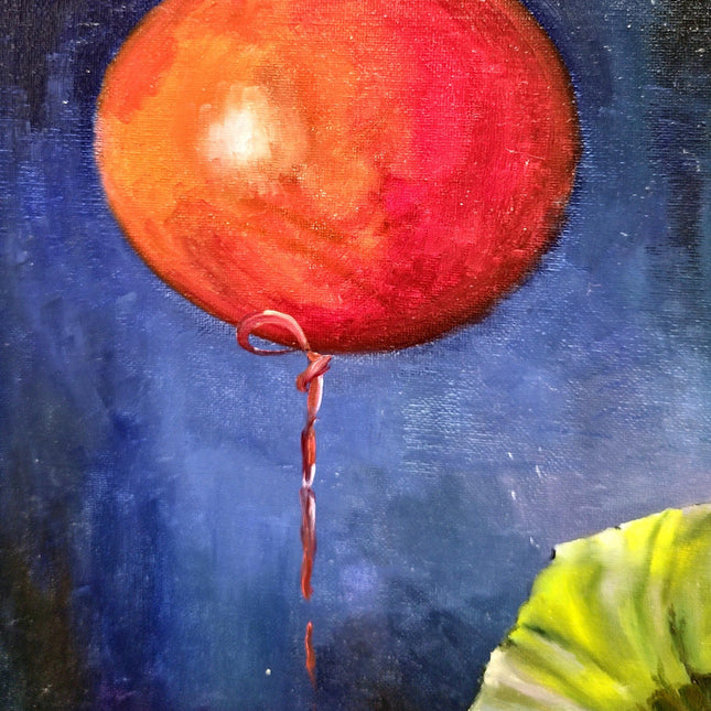 French Surreal Jester Oil Painting, Moody Whimsical Figurative Art