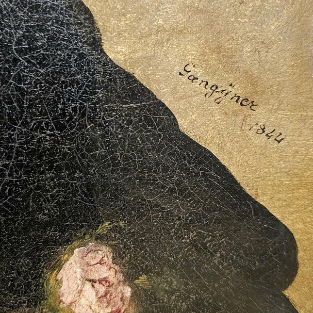 Antique Woman Portrait Oil Painting, 19th Century Vintage Classical Swiss Bonnet Lady, Signed Original Painting, Historical French Decor