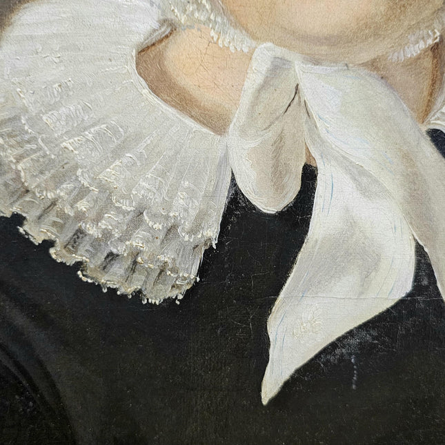Antique Woman Portrait Oil Painting, 19th Century Vintage Classical Swiss Bonnet Lady, Signed Original Painting, Historical French Decor