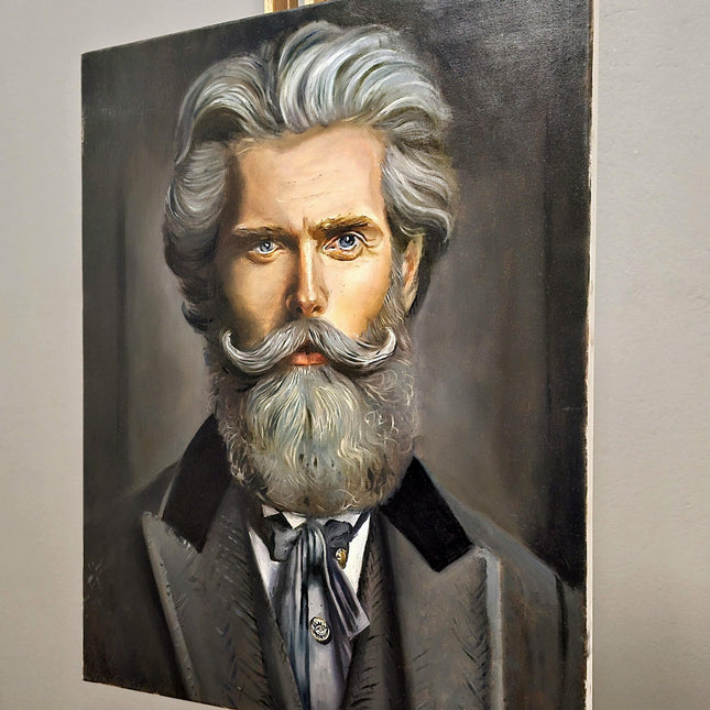 Realistic Portrait Oil Painting, Signed Original Canvas Art, Luxury Wall Decor, Art Deco Interior, Modern Office Decor Gift