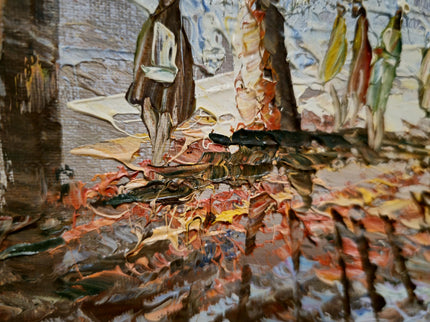 Vintage Eiffel Tower Oil Painting, Parisian Street Scene, 1970s French Impressionism