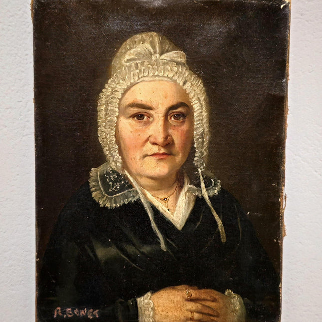 Antique French Woman Portrait Painting, Classical Victorian Inspired French Signed Oil Painting Original, Vintage Historical Home Decor