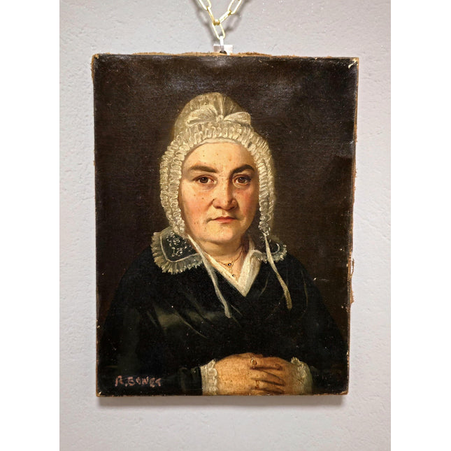 Antique French Woman Portrait Painting, Classical Victorian Inspired French Signed Oil Painting Original, Vintage Historical Home Decor