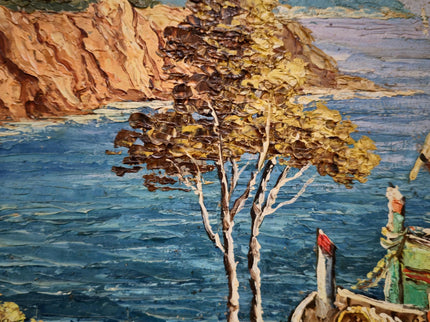 Antique French Coastal Oil Painting, Riviera Seascape Marine Art, Signed Mediterranean Sailing Scene, Nautical Wall Decor, Unique Gift