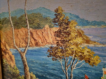 Antique French Coastal Oil Painting, Riviera Seascape Marine Art, Signed Mediterranean Sailing Scene, Nautical Wall Decor, Unique Gift
