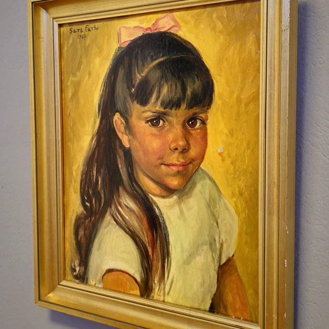 Vintage Child Portrait Painting, French Oil Painting On Canvas, Original Framed Artwork, Antique Wall Art Home Decor, Housewarming Gift