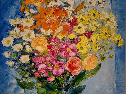 Vintage Floral Oil Painting: Signed French Still Life, Framed Canvas Art