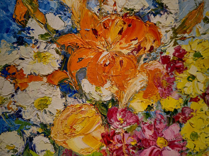 Vintage Floral Oil Painting: Signed French Still Life, Framed Canvas Art