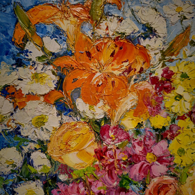 Vintage Floral Oil Painting: Signed French Still Life, Framed Canvas Art
