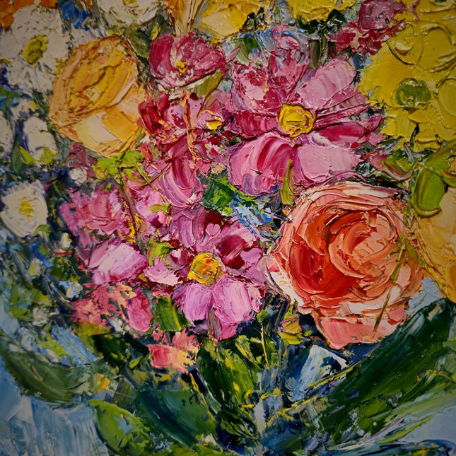 Vintage Floral Oil Painting: Signed French Still Life, Framed Canvas Art