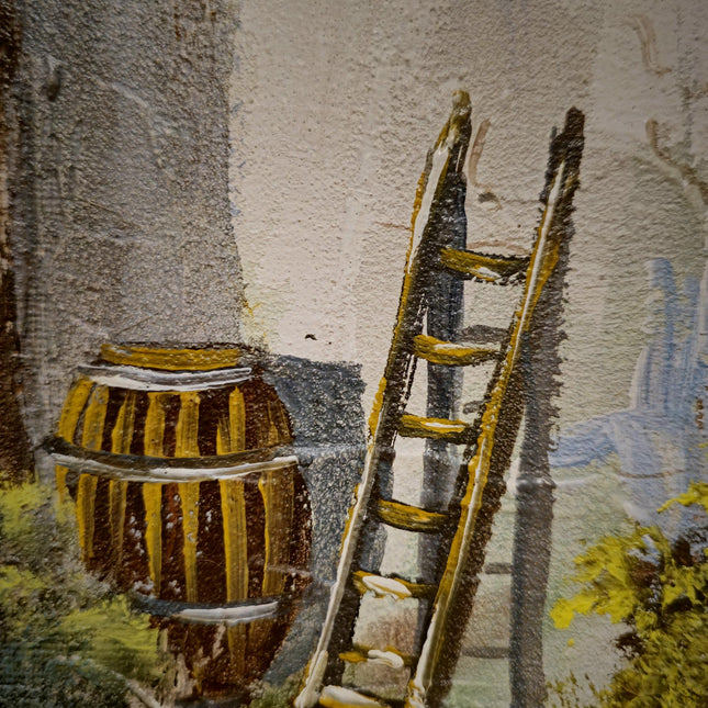 Vintage Italian Landscape Oil Painting, Signed Tuscan Village Scene, Rustic Countryside Art, Mediterranean Home Decor, Original Artwork