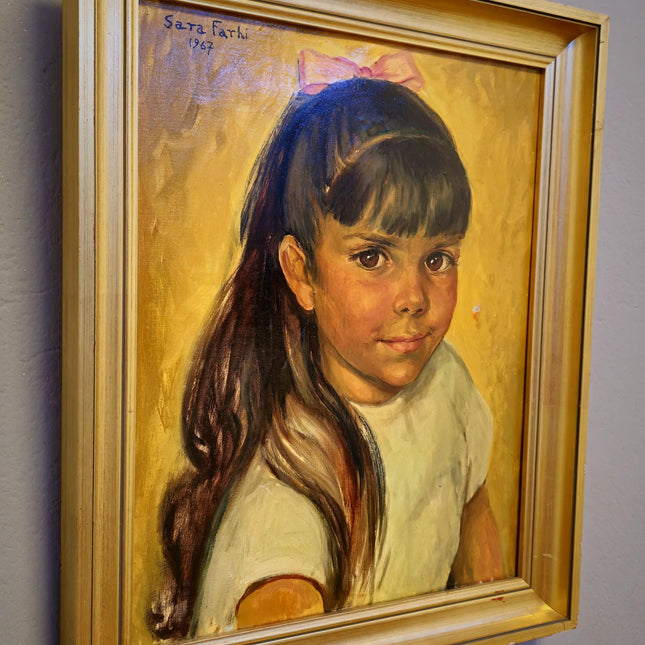 Vintage Child Portrait Painting, French Oil Painting On Canvas, Original Framed Artwork, Antique Wall Art Home Decor, Housewarming Gift
