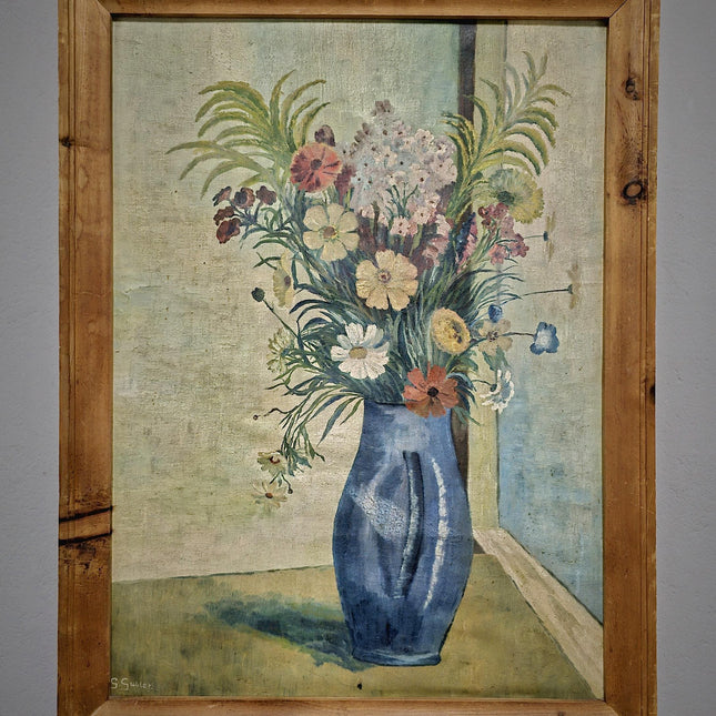 Antique Swiss Floral Oil Painting, G. Gubler Signed Artwork, 1920s