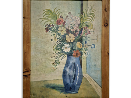 Antique Swiss Floral Oil Painting, G. Gubler Signed Artwork, 1920s