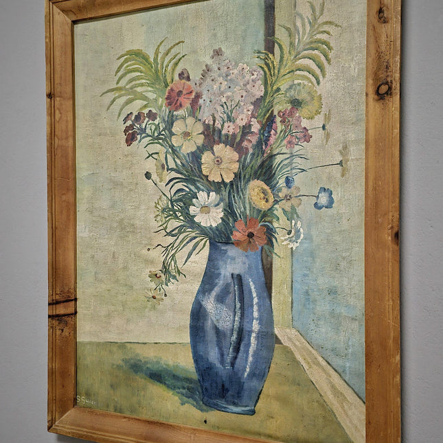 Antique Swiss Floral Oil Painting, G. Gubler Signed Artwork, 1920s
