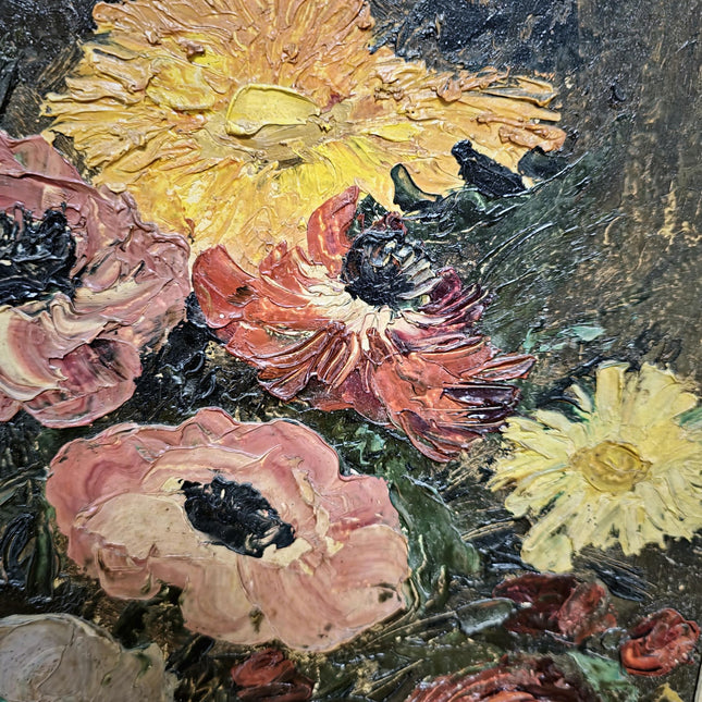 Antique Swiss Still Life Oil Painting, Floral Signed Artwork Elegant Wall Art for Home Decor Timeless Collectible Perfect Vintage Gift Idea